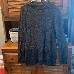 Black speckled turtleneck sweater